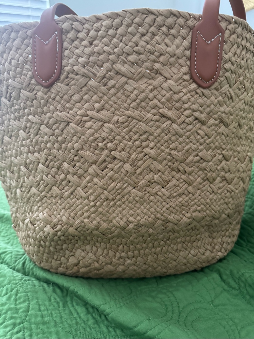 Celine Straw Tote with Brown Leather Trim - Picture 2 of 3